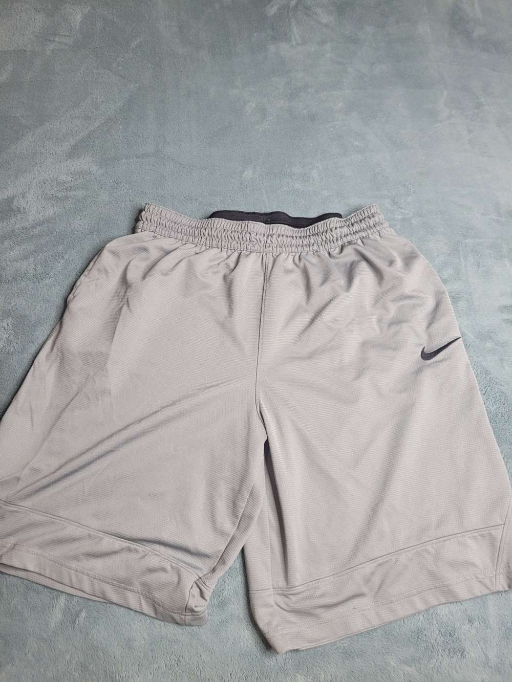 Nike Men’s Light Gray Athletic Shorts with Black Swoosh